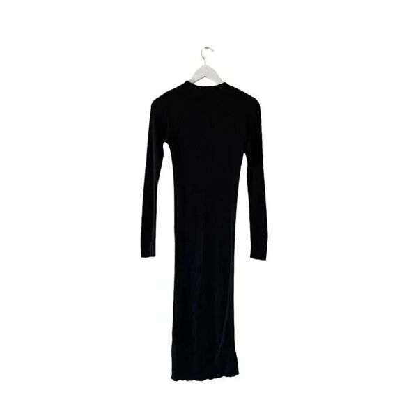 Free People Who Wear What Black Crewneck Long Sleeves Knit Midi Long Dress SZ M - Picture 6 of 11